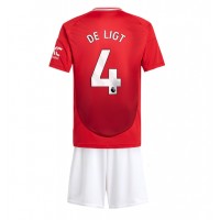 Manchester United Matthijs de Ligt #4 Fußballbekleidung Heimtrikot Kinder 2024-25 Kurzarm (+ kurze hosen)